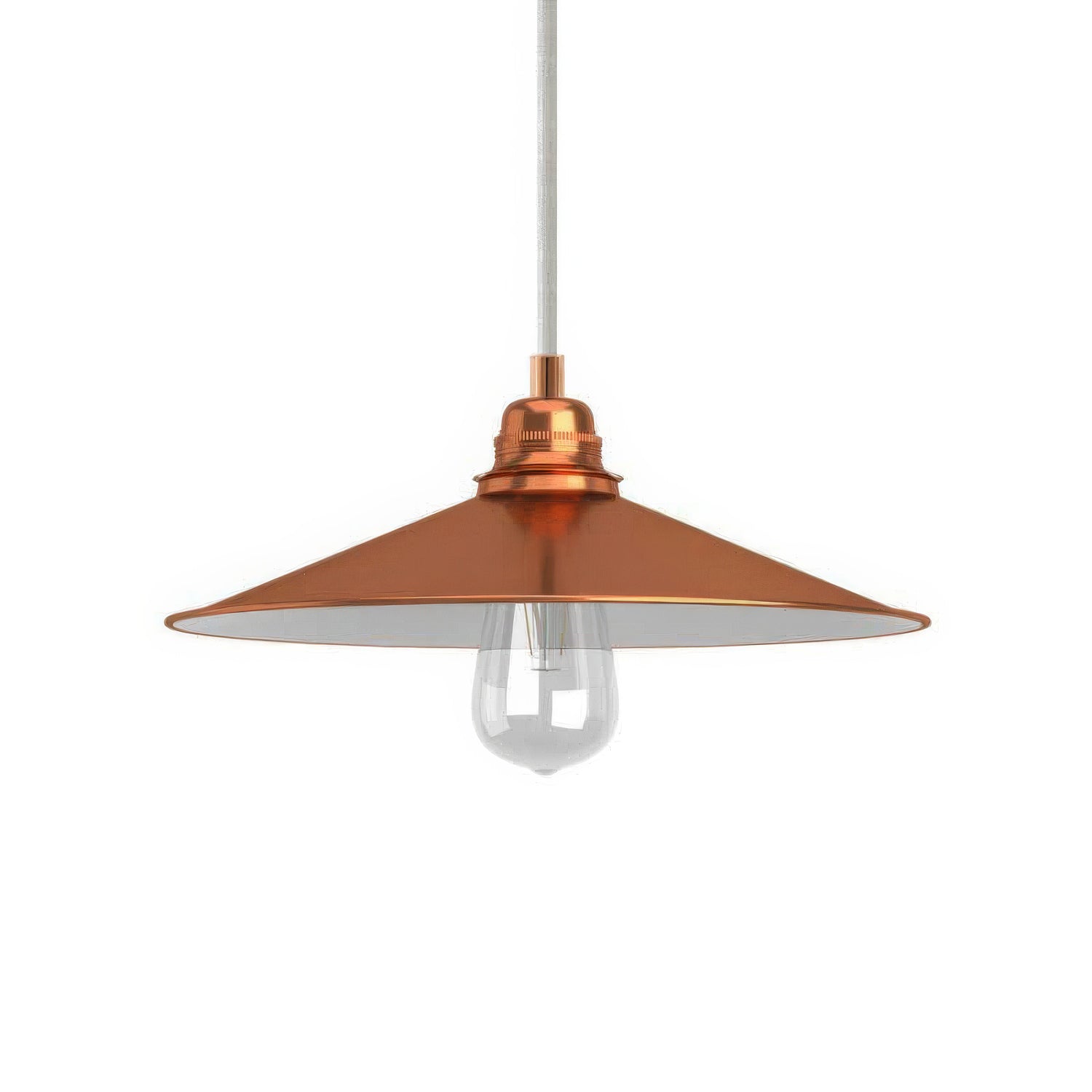 Lampada a sospensione completa di cavo tessile, paralume Swing e finiture in metallo - Rame