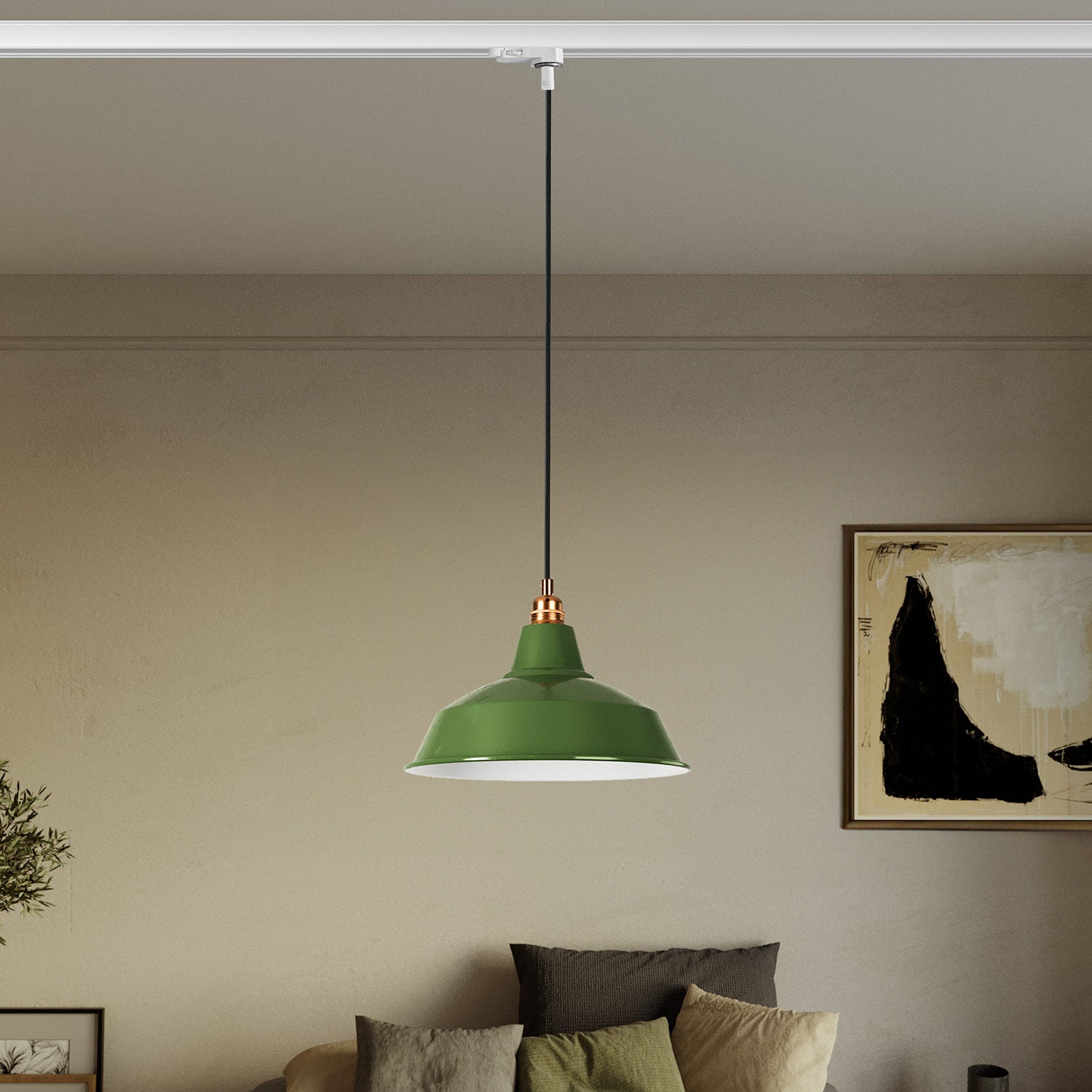 Lampada a sospensione con paralume Bistrot per binari - Verde