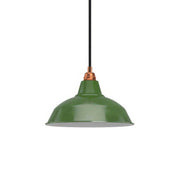 Lampada a sospensione completa di cavo tessile, paralume Bistrot e finiture in metallo - Verde