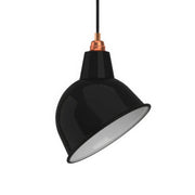 Lampada a sospensione completa di cavo tessile, paralume Broadway e finiture in metallo - Nero