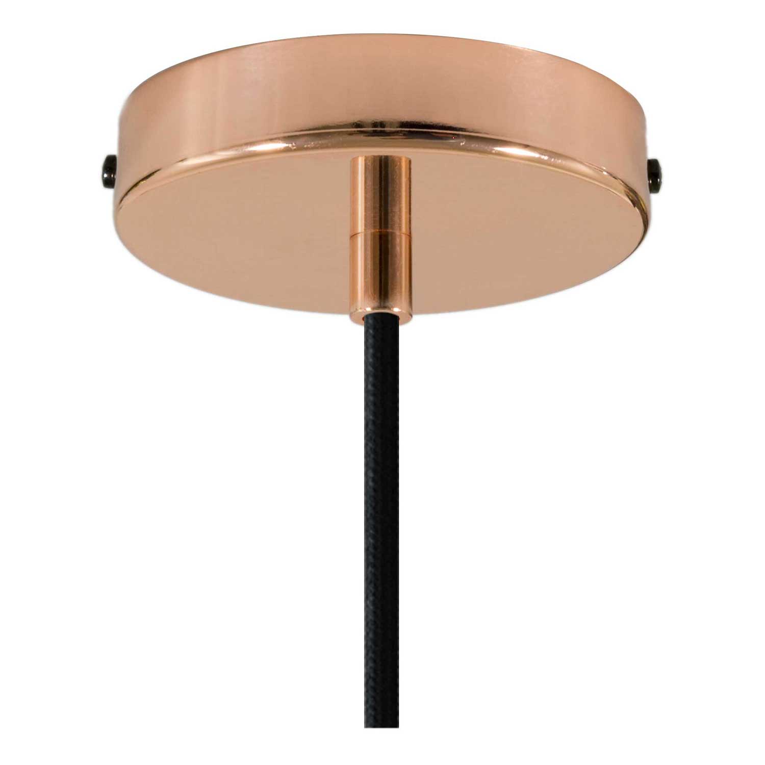 Lampada a sospensione completa di cavo tessile, paralume Dome e finiture in metallo - Rame