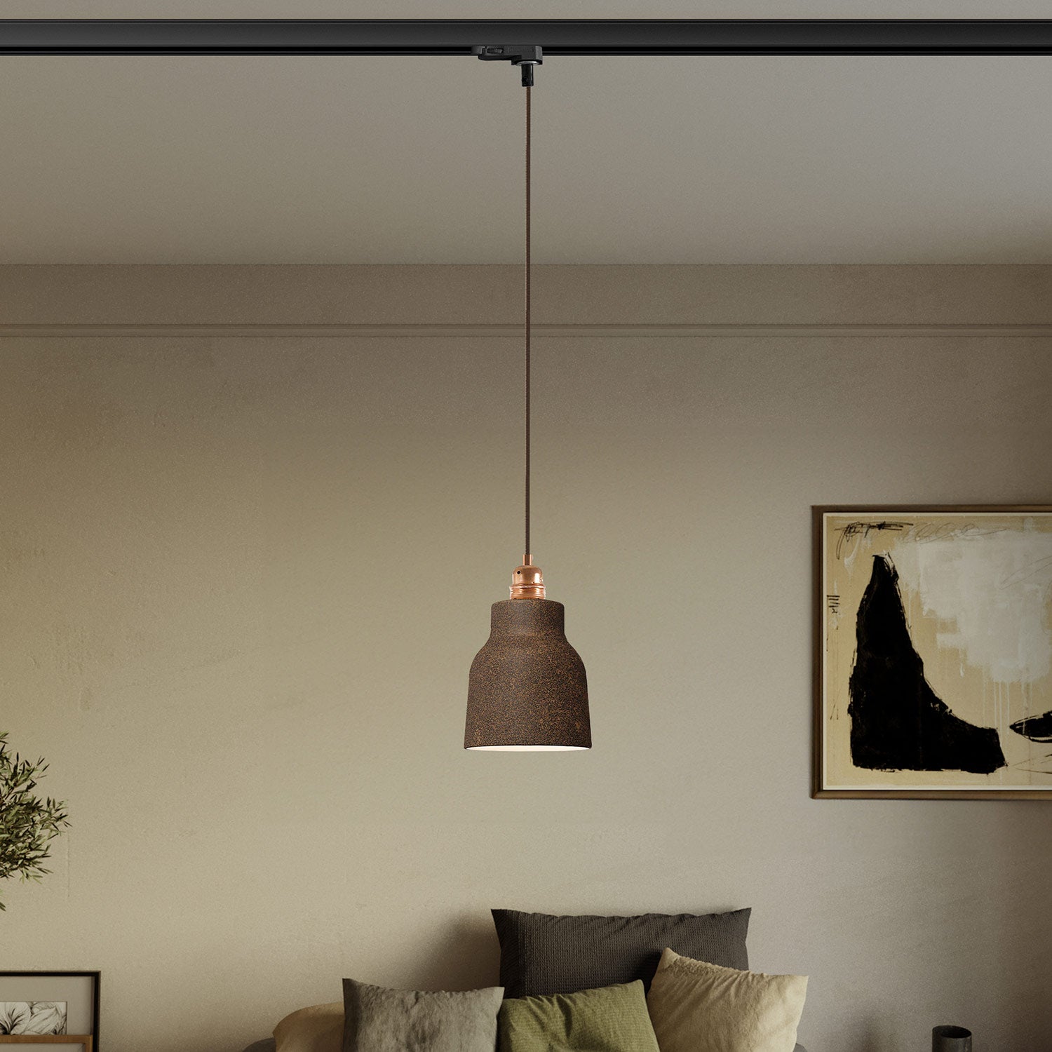 Lampada a sospensione con paralume Vaso e adattatore per binari - Effetto corten