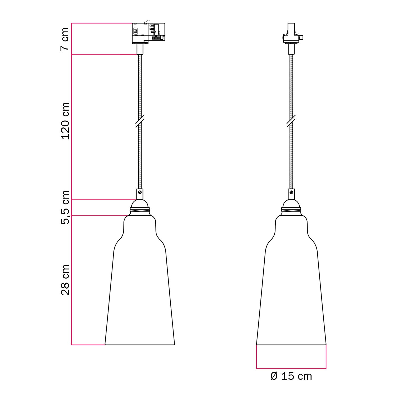 Lampada a sospensione con paralume Bottiglia e adattatore binari - Effetto corten