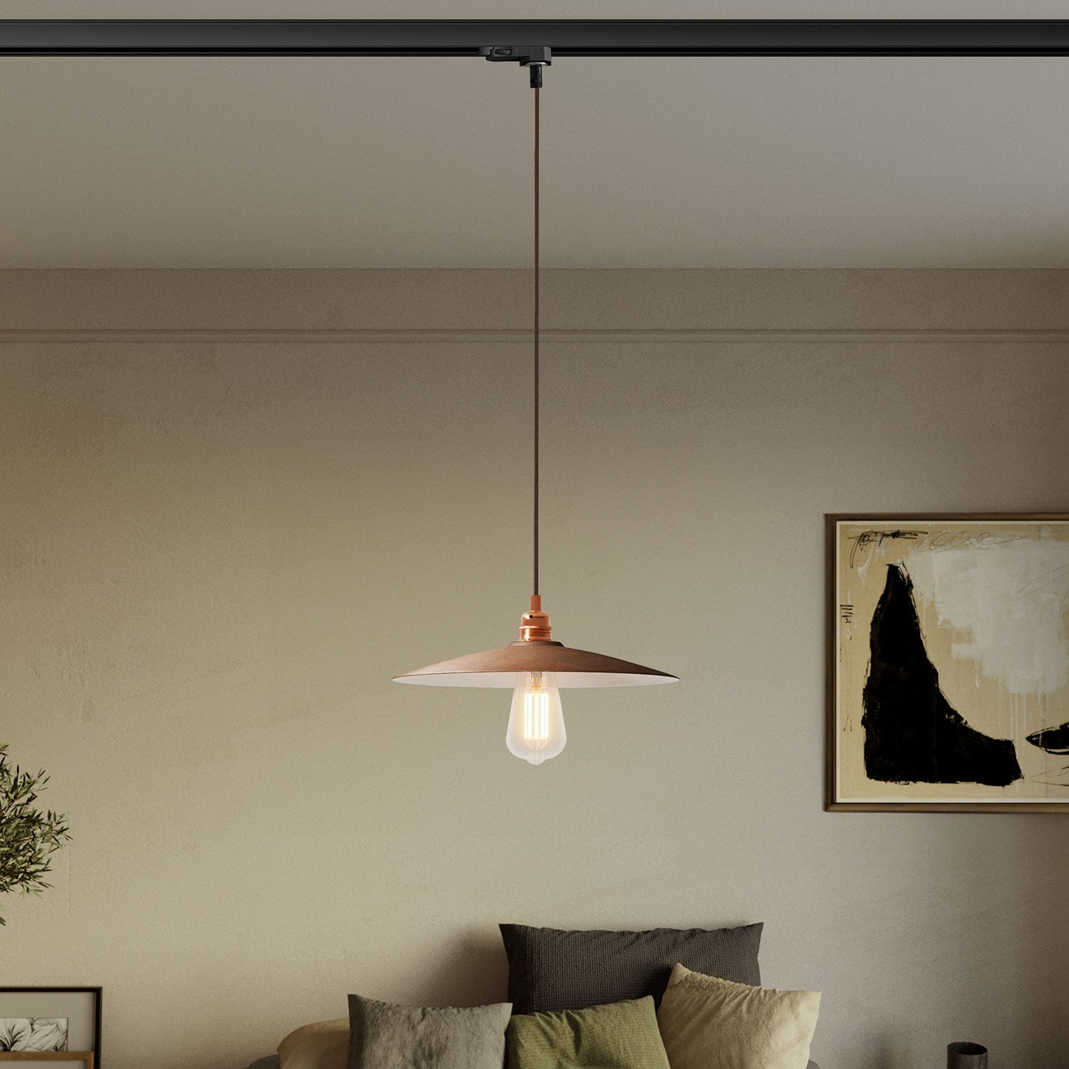 Lampada a sospensione con paralume in ceramica Piatto per binari - Effetto corten