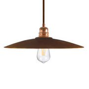 Lampada a sospensione completa di cavo tessile, paralume in ceramica Piatto e finiture in metallo - Effetto corten