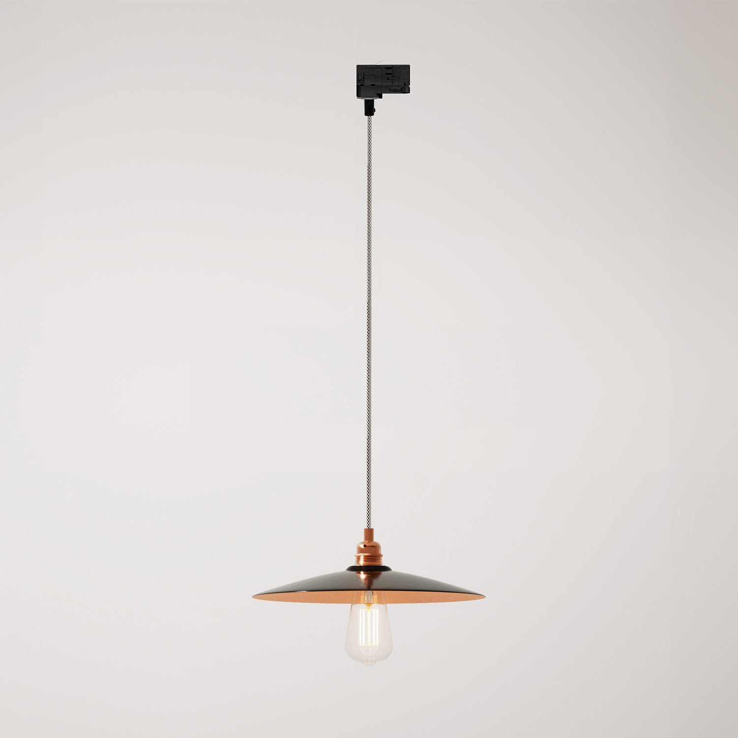Lampada a sospensione con paralume in ceramica Piatto per binari - Nero
