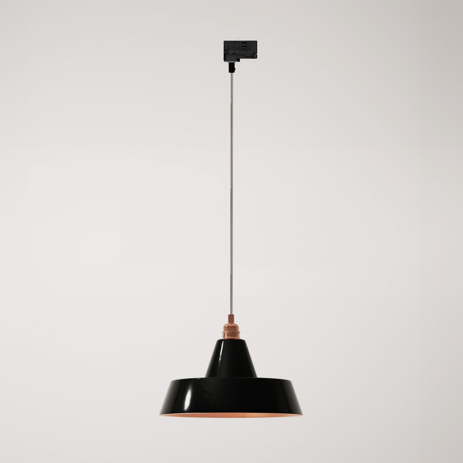 Lampada a sospensione con paralume in ceramica Industriale a binario - Nero
