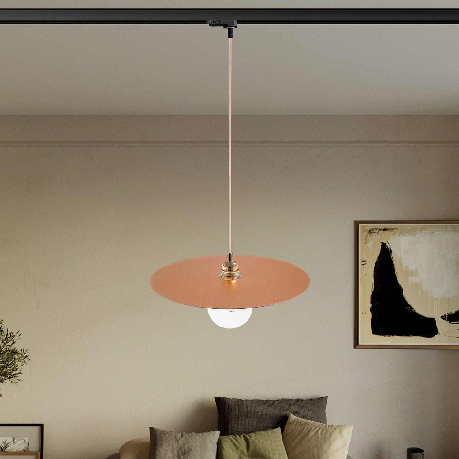 Lampada a sospensione per binari con paralume XL Ellepi - Rame