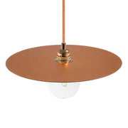 Lampada a sospensione completa di cavo tessile, paralume oversize Ellepi e finiture in metallo - Rame