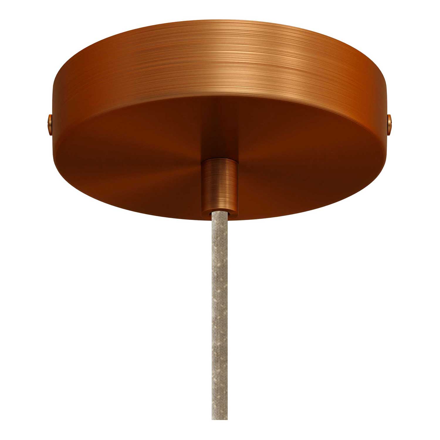 Lampada a sospensione completa di cavo tessile e paralume Campana XL in ceramica - Effetto corten