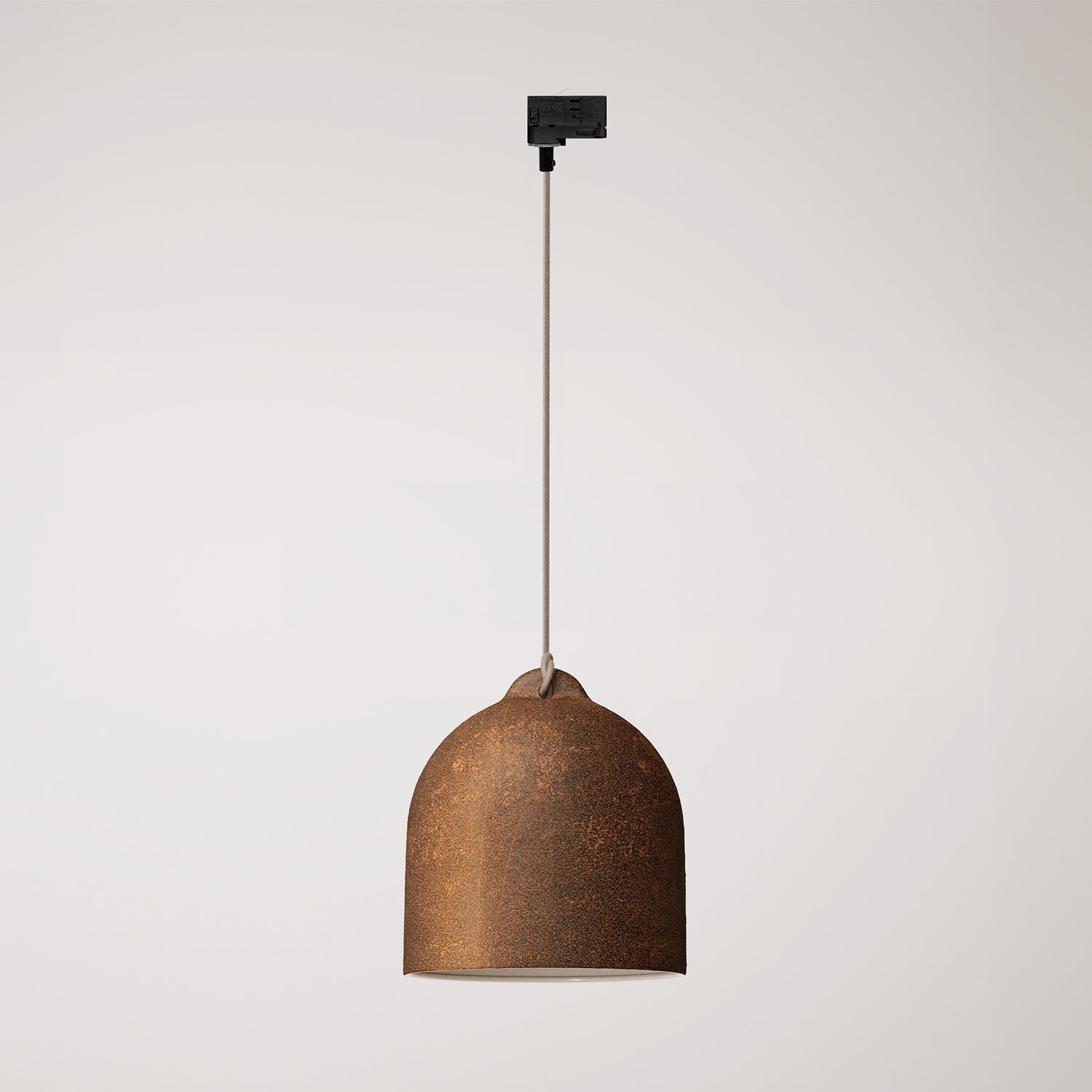 Sospensione per binari con paralume Campana M in ceramica - Effetto corten