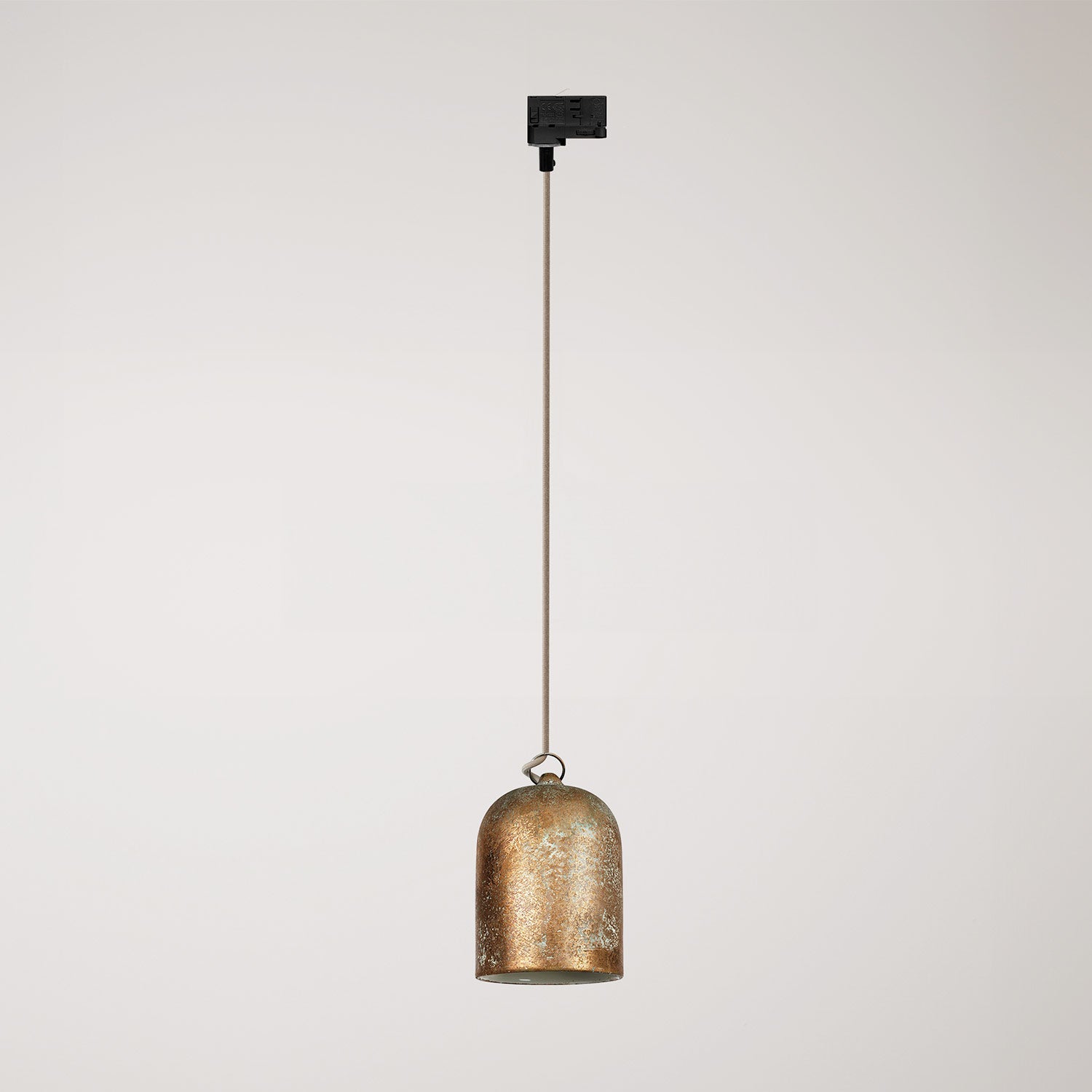 Sospensione per binario con paralume mini Campana in ceramica - Effetto verde rame