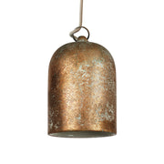 Lampada a sospensione completa di cavo tessile e paralume Mini Campana XS in ceramica - Effetto verde rame