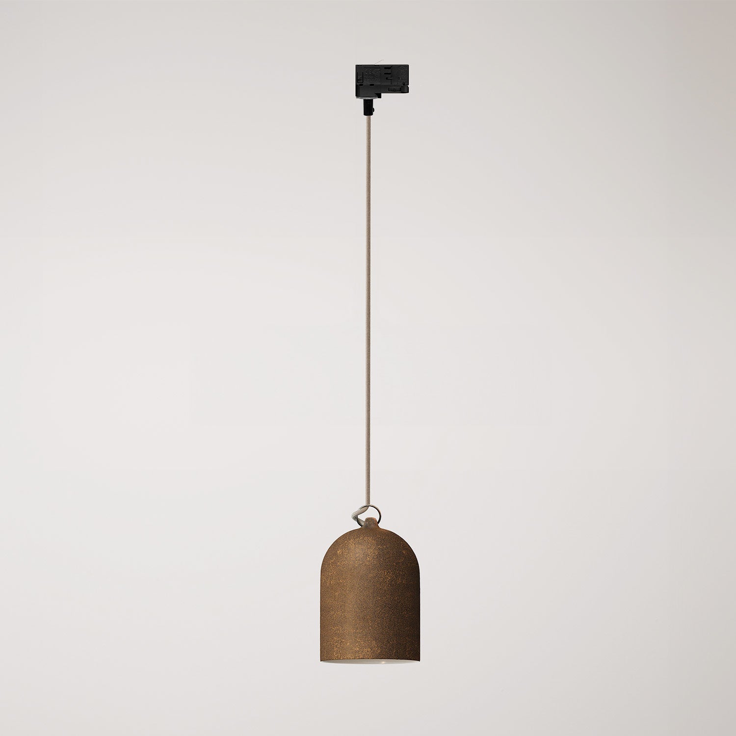 Sospensione per binario con paralume mini Campana in ceramica - Effetto corten