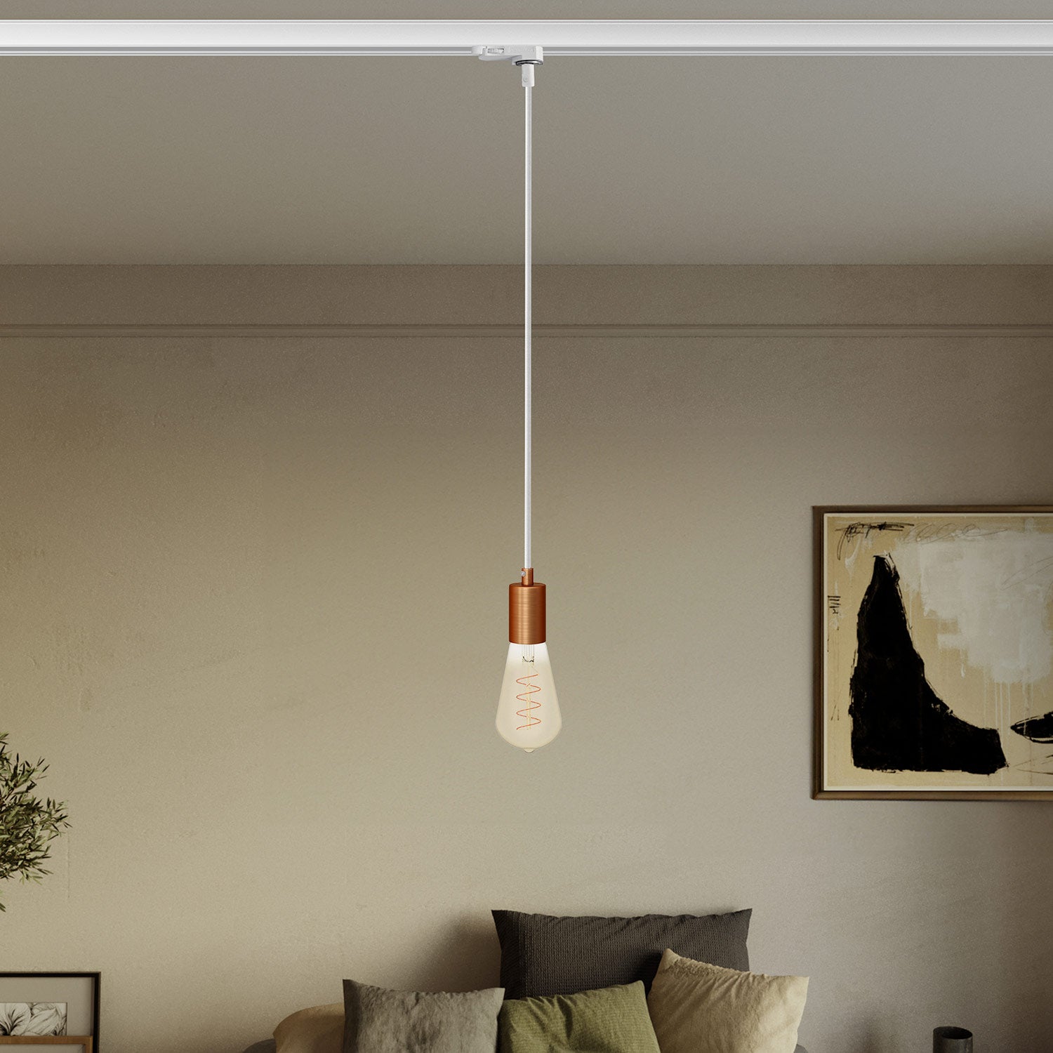 Lampada a sospensione con finiture in metallo satinato per binari - Rame satinato