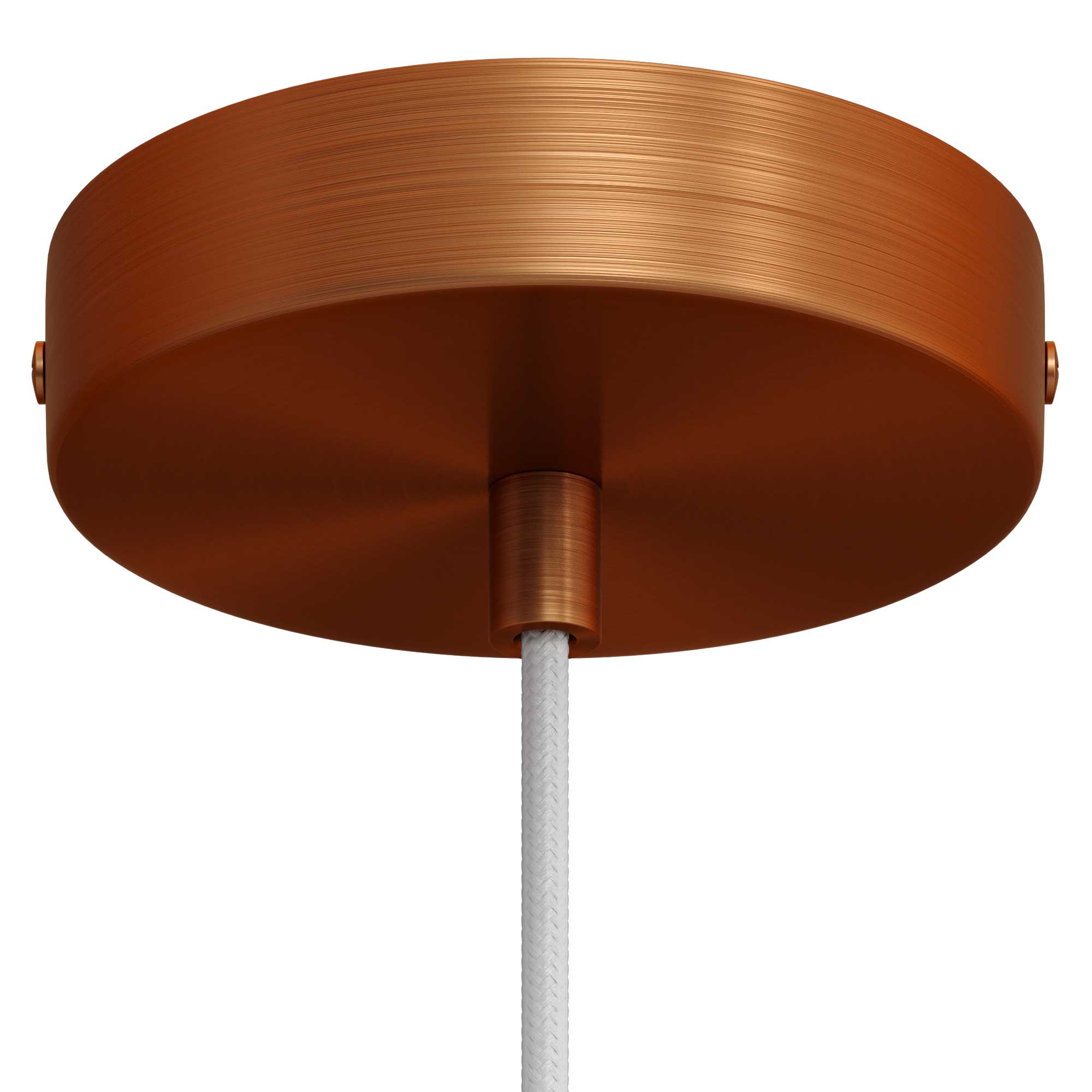 Lampada a sospensione completa di cavo tessile e finiture in metallo satinato - Rame satinato