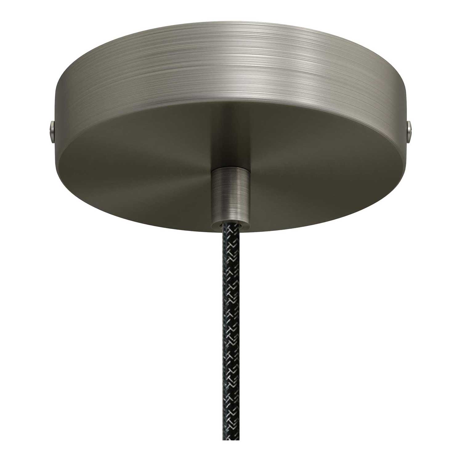 Lampada a sospensione completa di cavo tessile e paralume Campana XL in ceramica - Effetto cemento