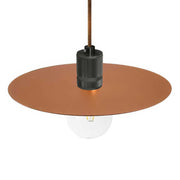 Lampada a sospensione completa di cavo tessile, paralume oversize Ellepi e portalampada zigrinato - Rame