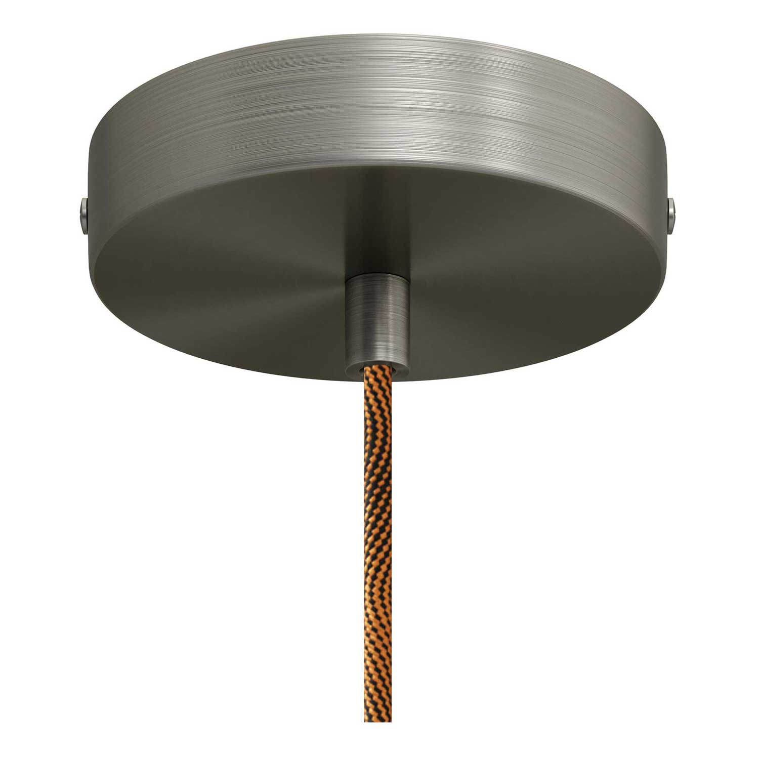 Lampada a sospensione completa di cavo tessile, paralume oversize Ellepi e portalampada zigrinato - Rame