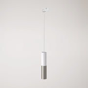 Lampada a sospensione per binari con doppio paralume Tub-E14  - Bianco e Titanio satinato