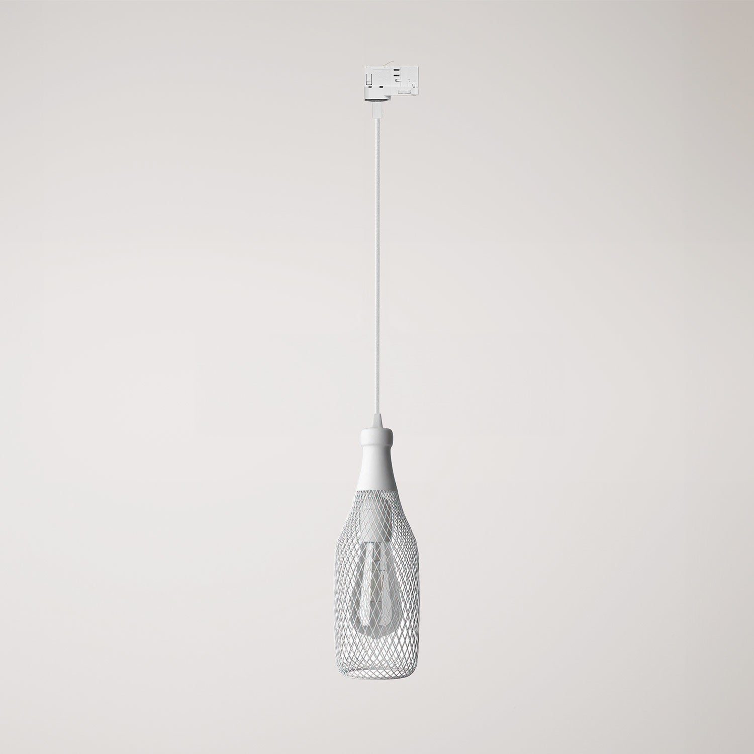 Lampada a sospensione con paralume bottiglia Magnum per binari - Bianco