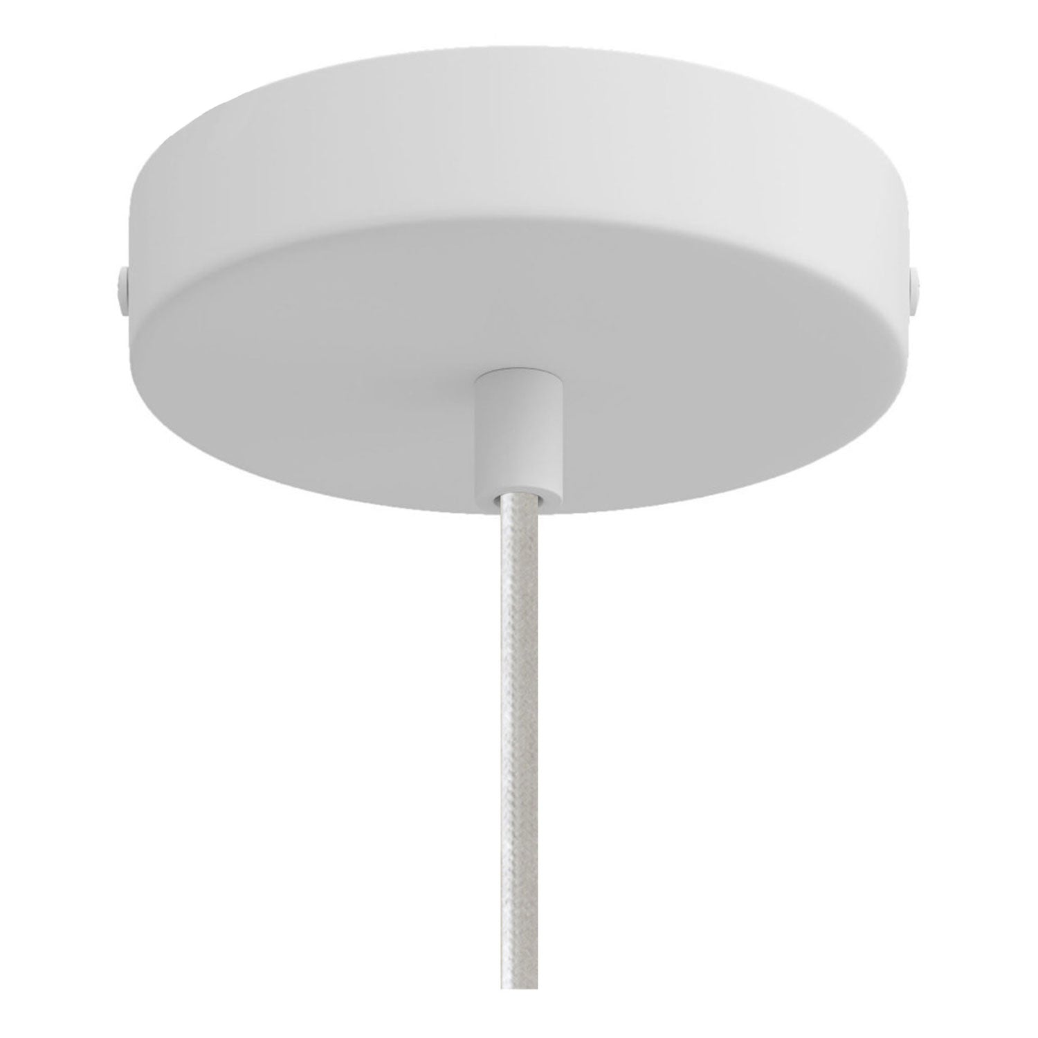 Lampada a sospensione completa di cavo tessile e finiture in metallo monocromatiche - Bianco