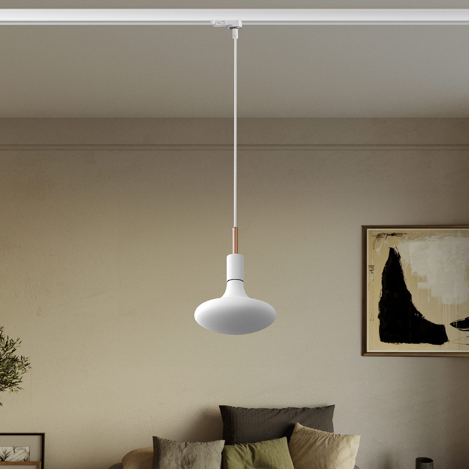 Lampada a sospensione per binario con serracavo da 7cm  - Bianco