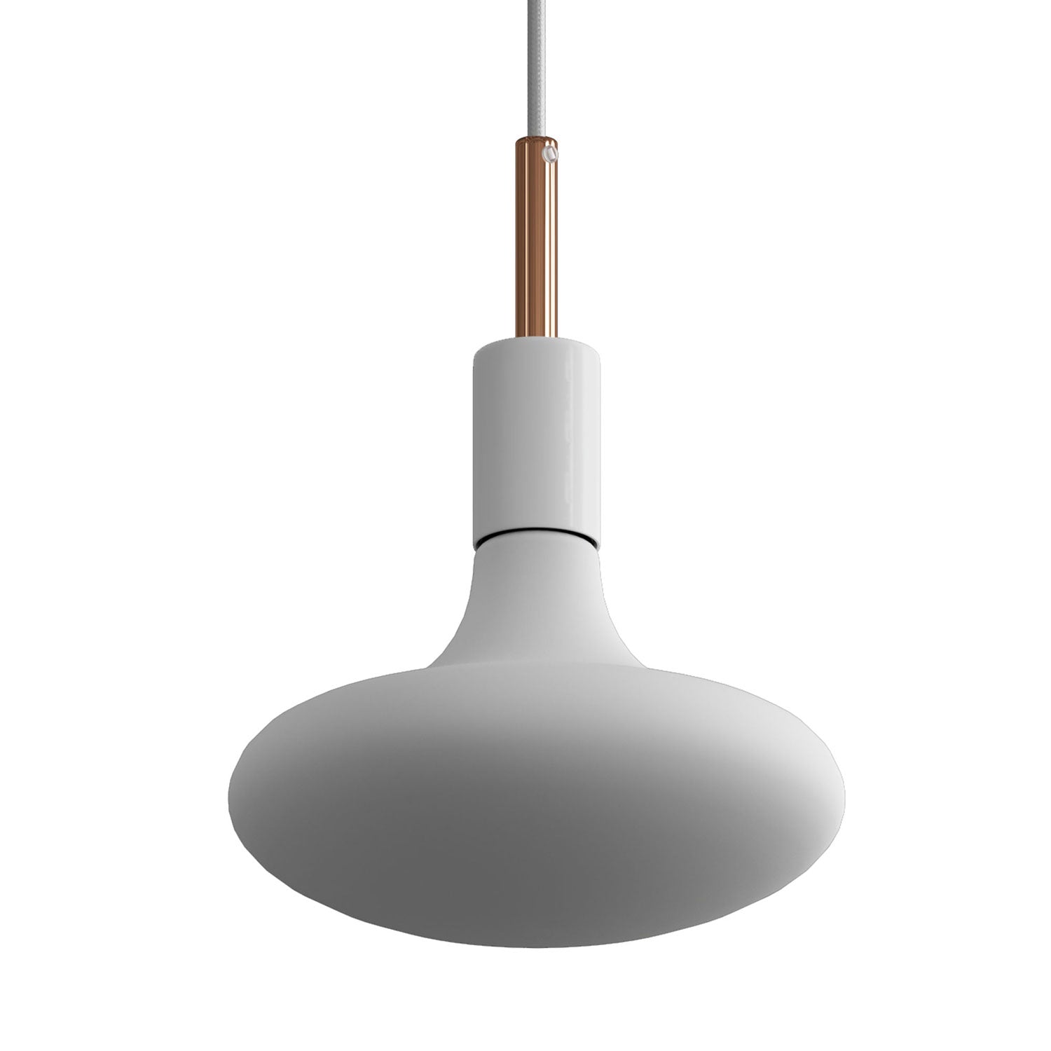 Lampada a sospensione completa di cavo tessile, finiture in metallo e serracavo da 7cm - Bianco