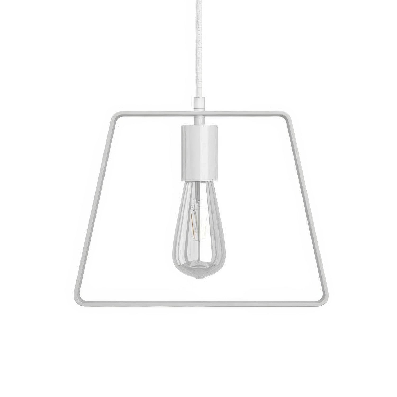 Lampada a sospensione completa di cavo tessile, paralume Duedì Base e finiture in metallo - Bianco