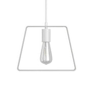 Lampada a sospensione completa di cavo tessile, paralume Duedì Base e finiture in metallo - Bianco
