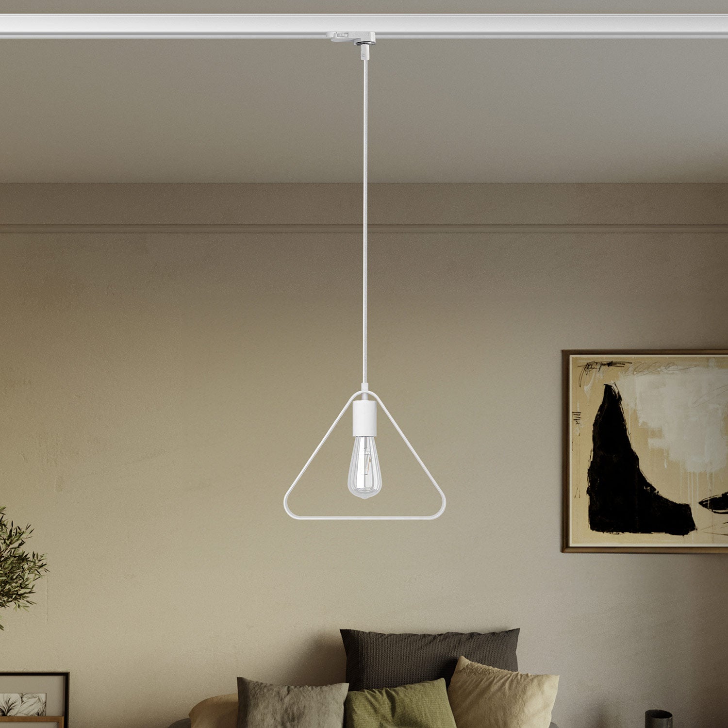 Lampada a sospensione con paralume Duedì Apex a binari - Bianco