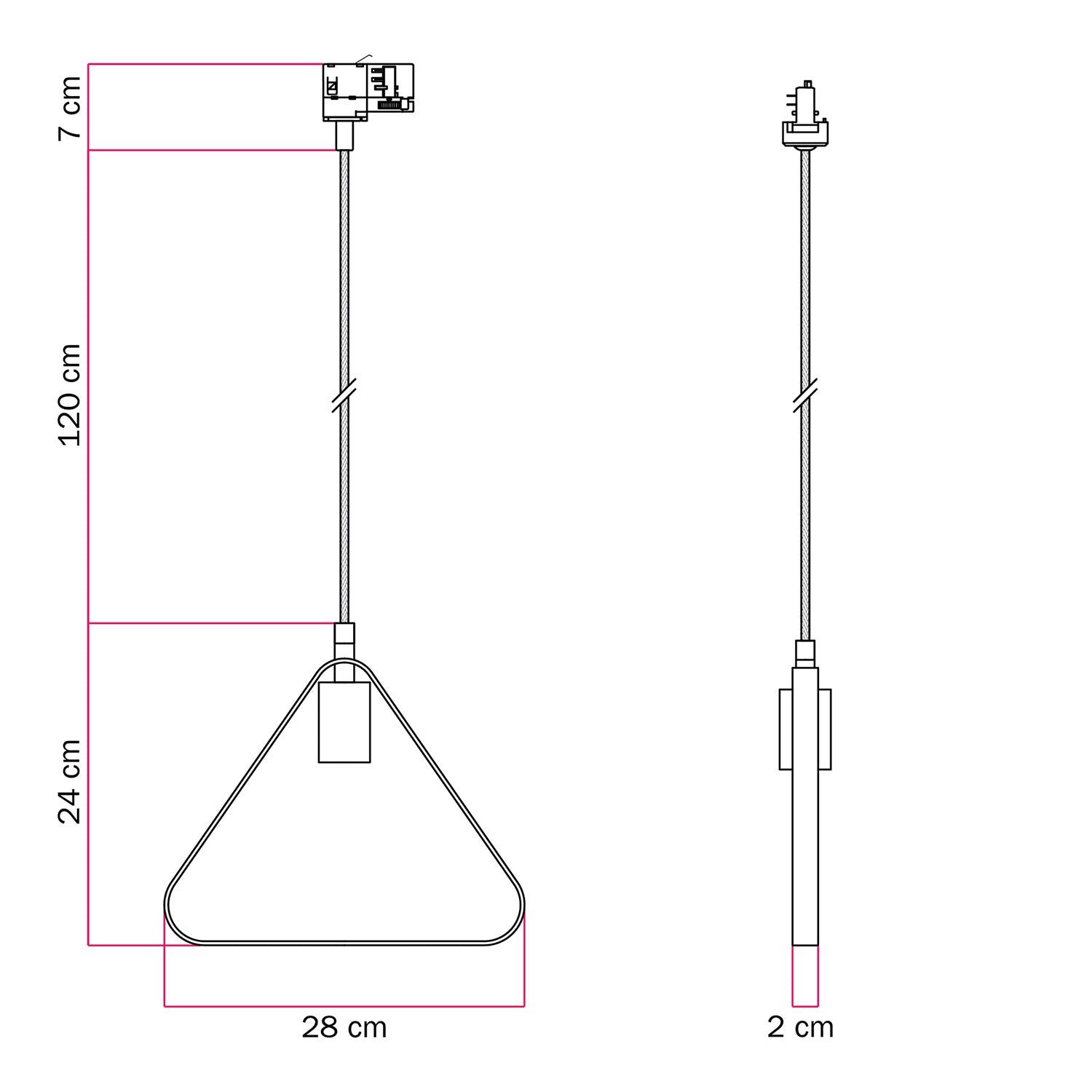 Lampada a sospensione con paralume Duedì Apex a binari - Bianco