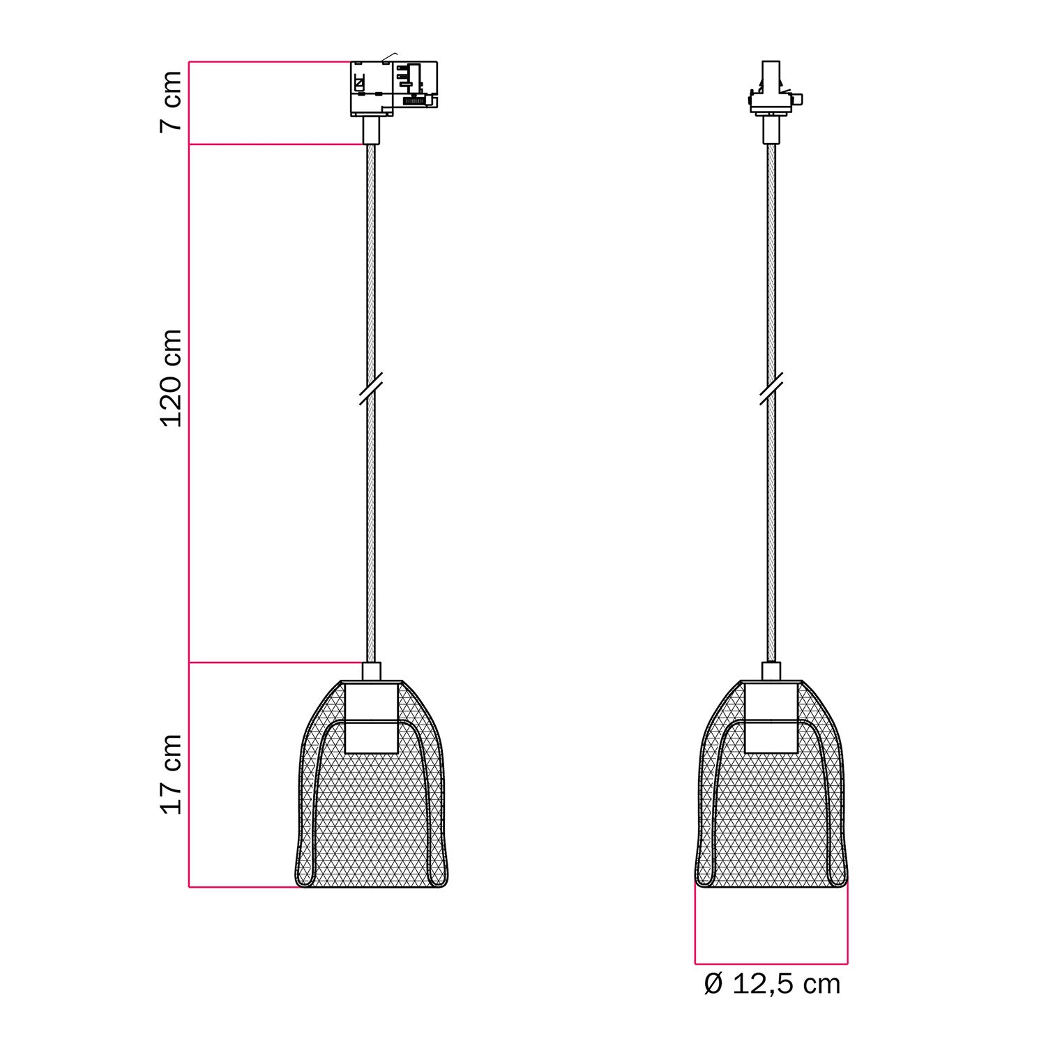 Lampada a sospensione con paralume Ghostbell per binario - Bianco