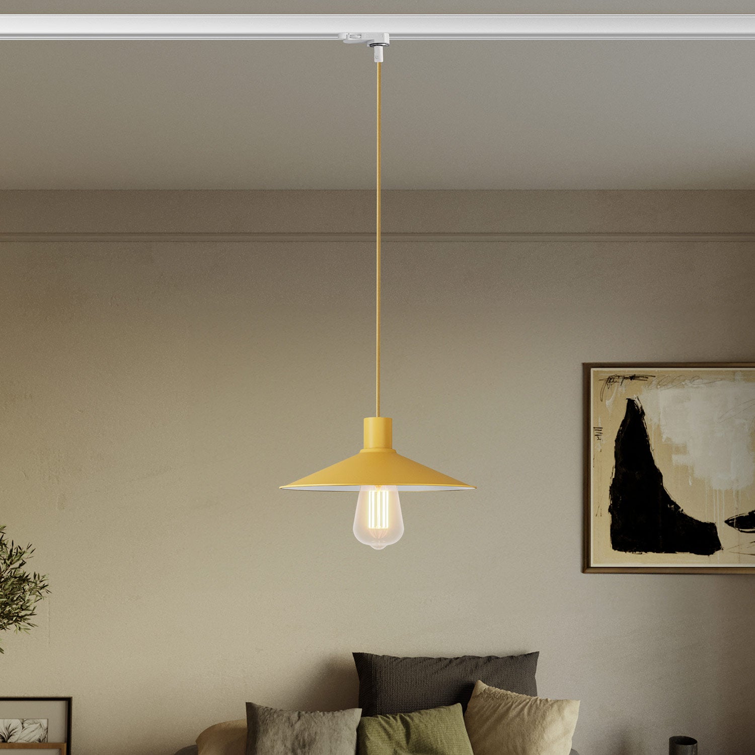 Lampada a sospensione con paralume Swing Pastel per sistemi a binari - Mostarda