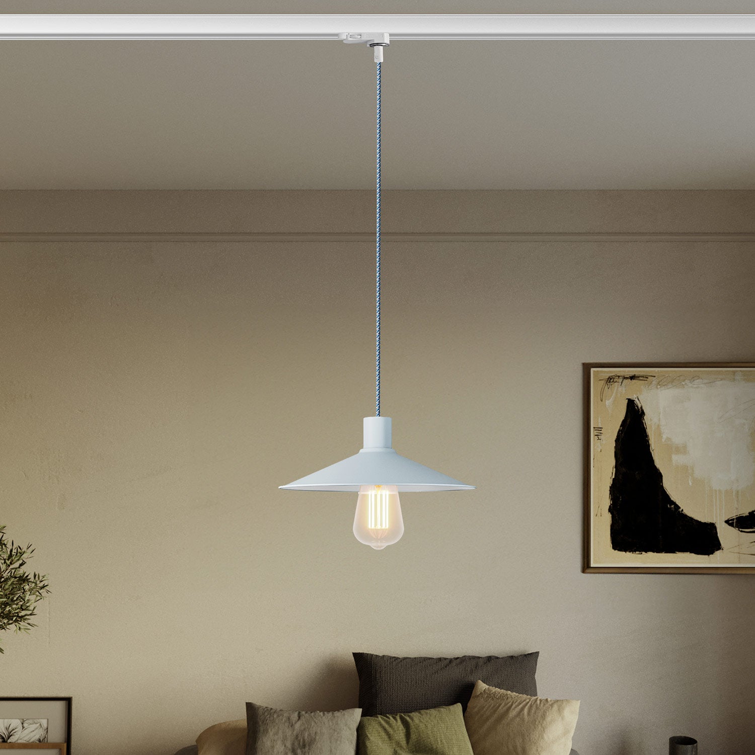 Lampada a sospensione con paralume Swing Pastel per sistemi a binari - Blu carta da zucchero