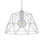 Lampada a sospensione completa di cavo tessile, paralume Dome e finiture in metallo - Bianco