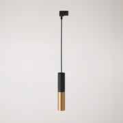 Lampada a sospensione per binari con doppio paralume Tub-E14  - Nero e Bronzo satinato