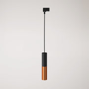 Lampada a sospensione per binari con doppio paralume Tub-E14  - Nero e Rame satinato