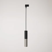 Lampada a sospensione per binari con doppio paralume Tub-E14  - Nero e Titanio satinato