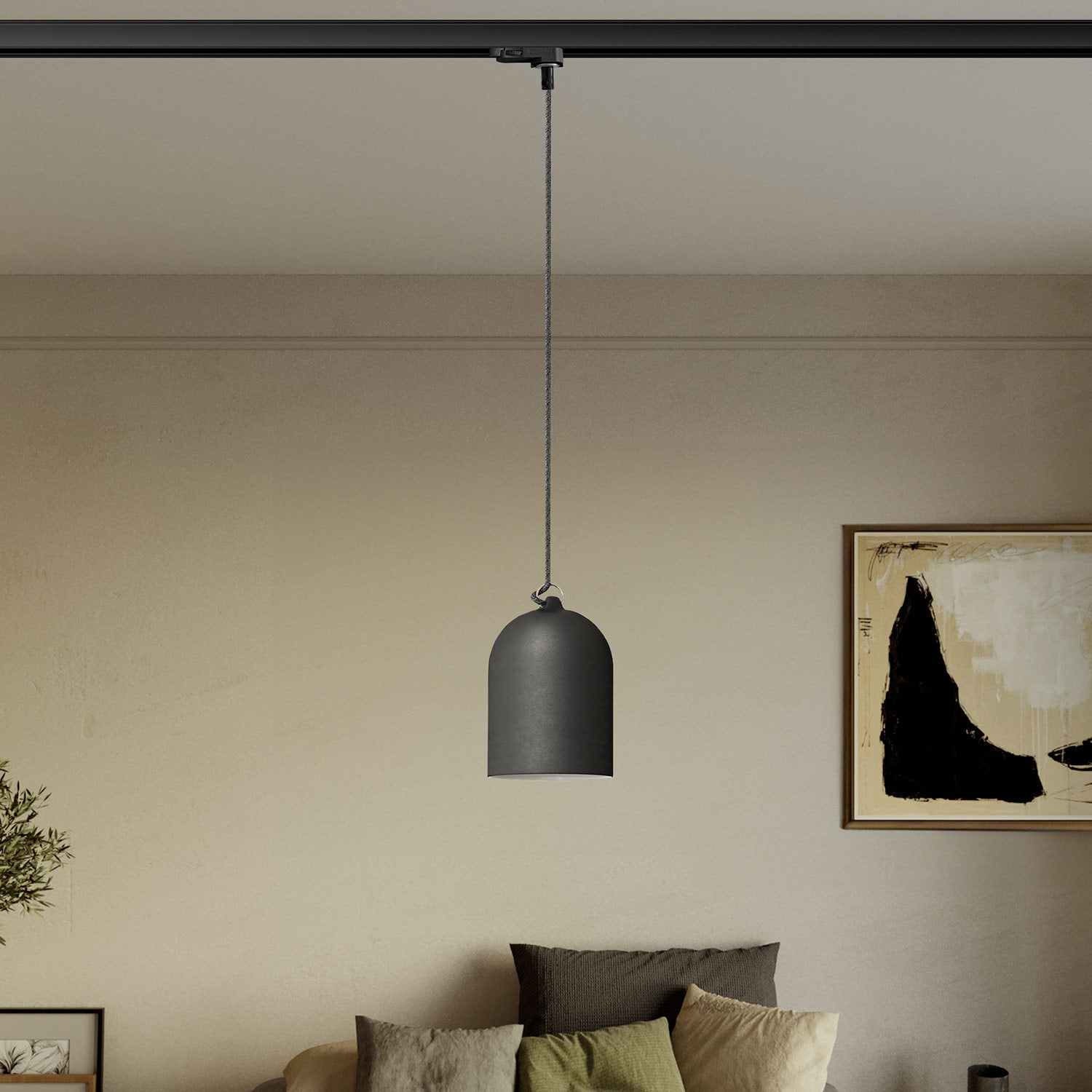 Sospensione per binario con paralume mini Campana in ceramica - Lavagna