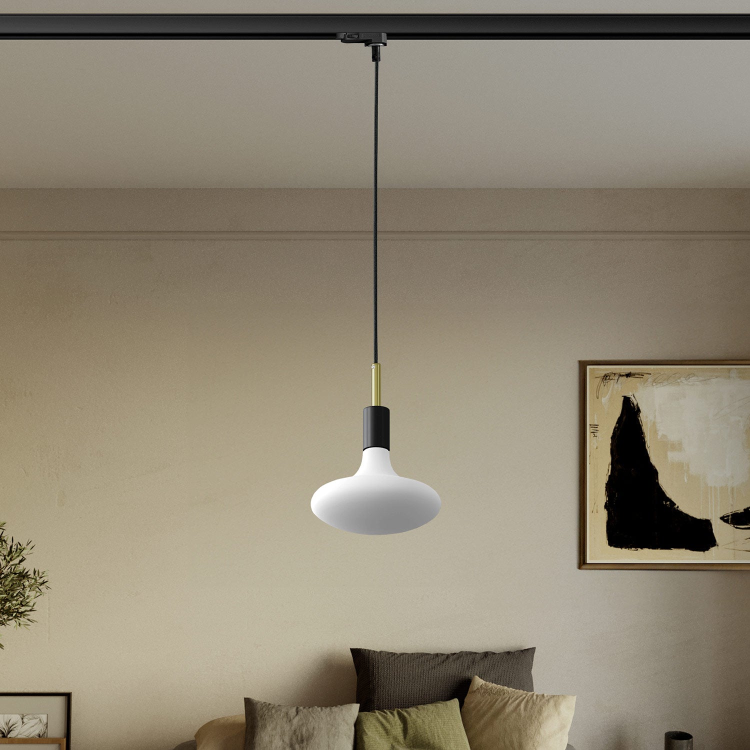 Lampada a sospensione per binario con serracavo da 7cm  - Nero