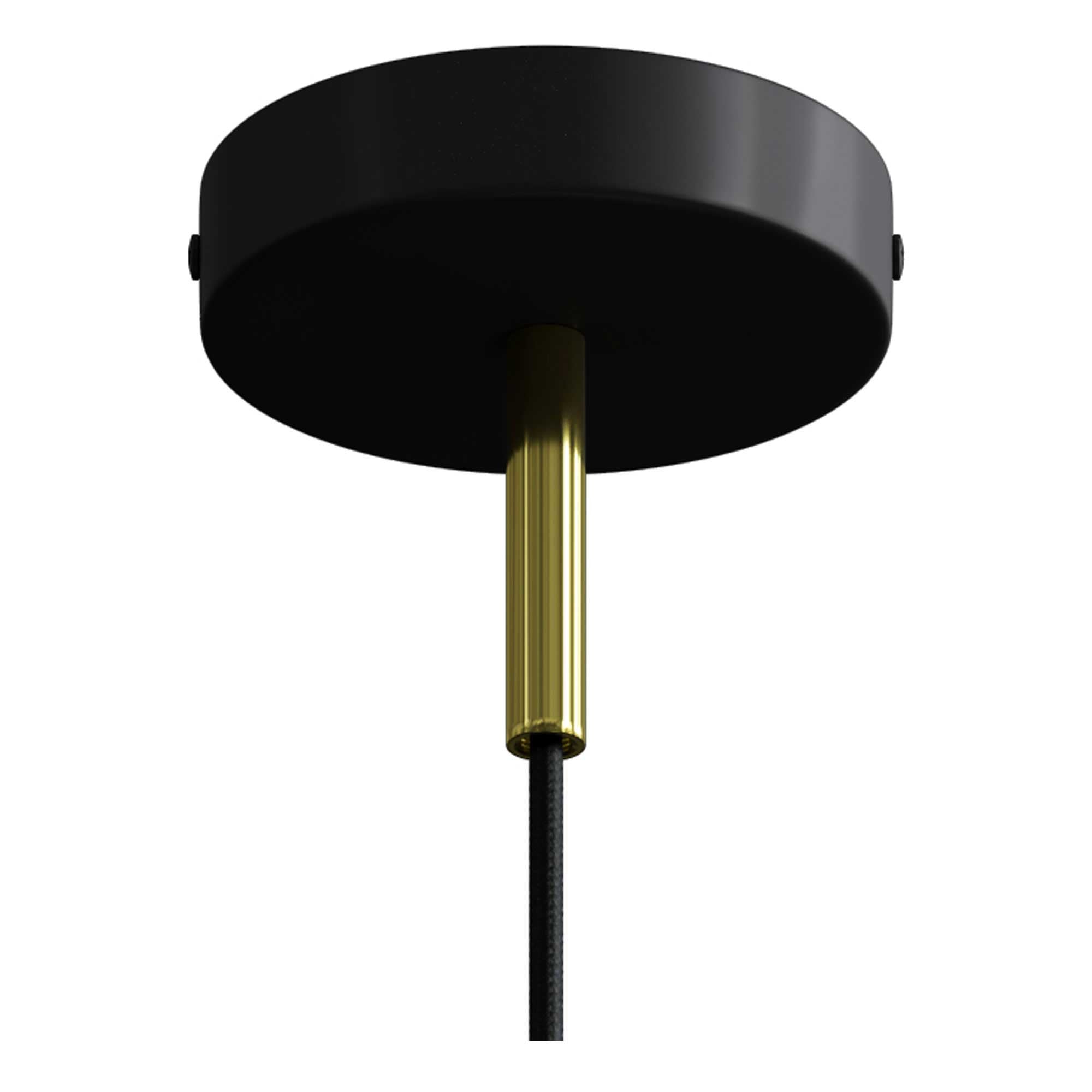 Lampada a sospensione completa di cavo tessile, finiture in metallo e serracavo da 7cm - Nero