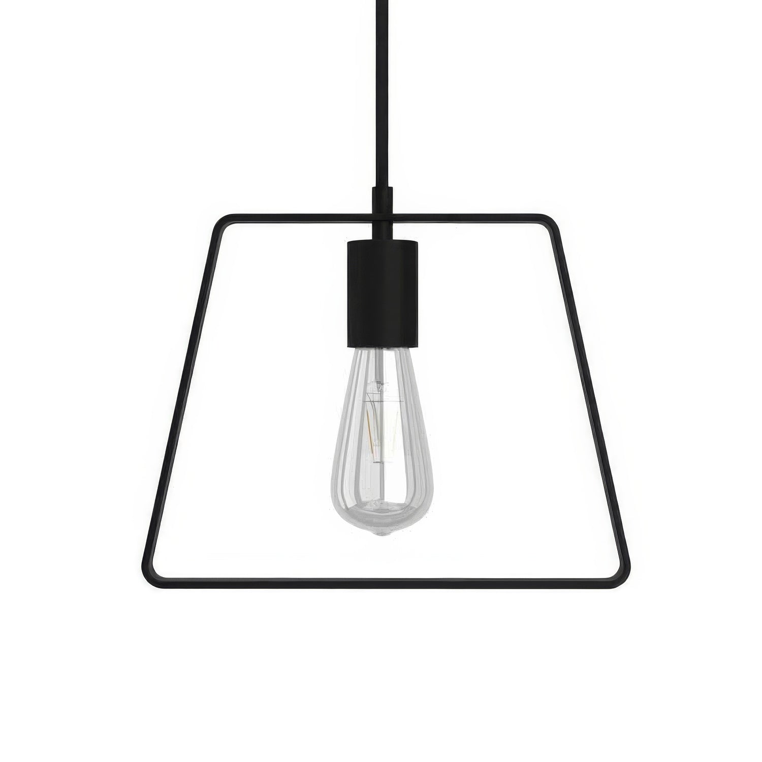 Lampada a sospensione completa di cavo tessile, paralume Duedì Base e finiture in metallo - Nero