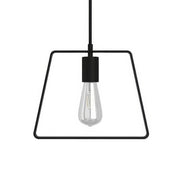 Lampada a sospensione completa di cavo tessile, paralume Duedì Base e finiture in metallo - Nero