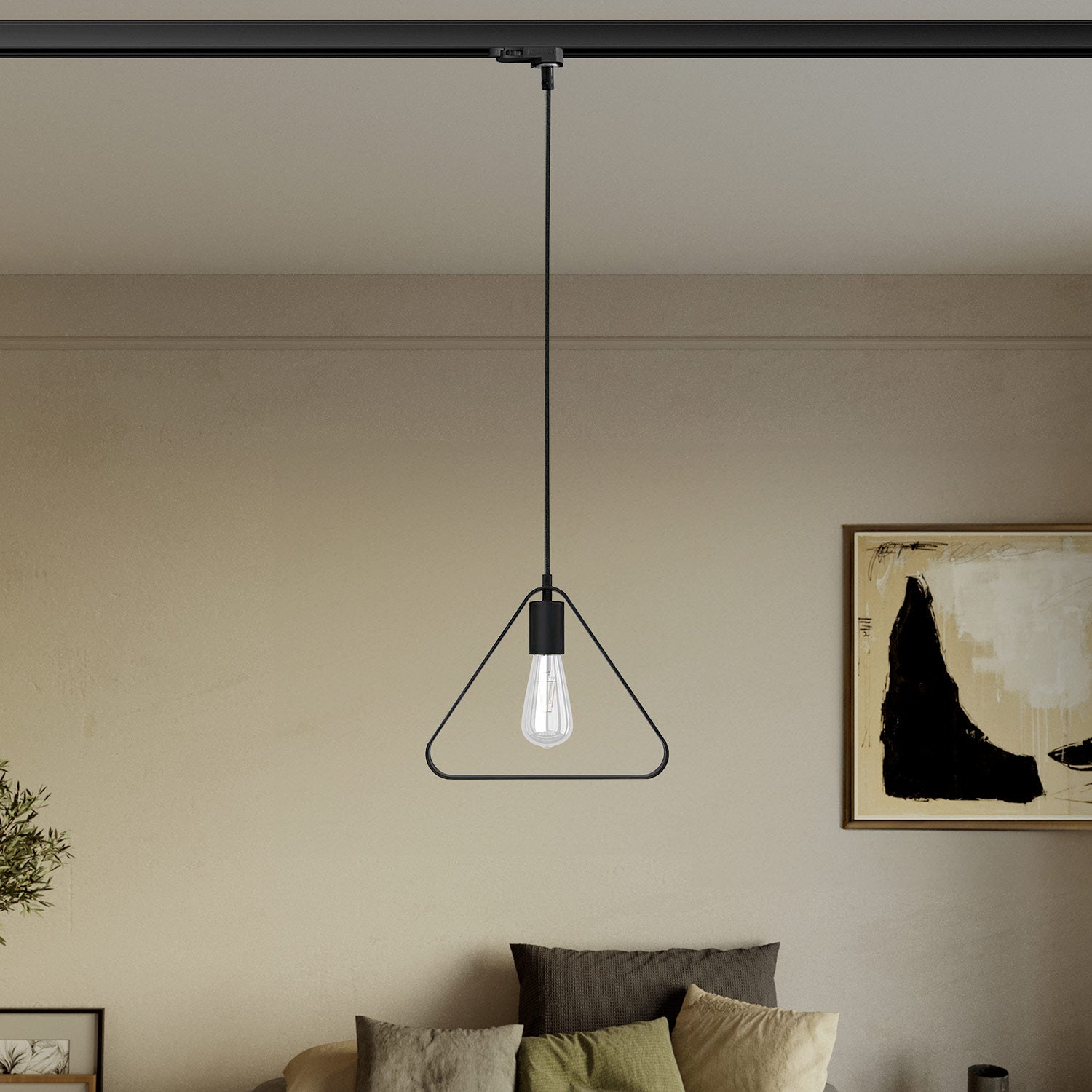 Lampada a sospensione con paralume Duedì Apex a binari - Nero