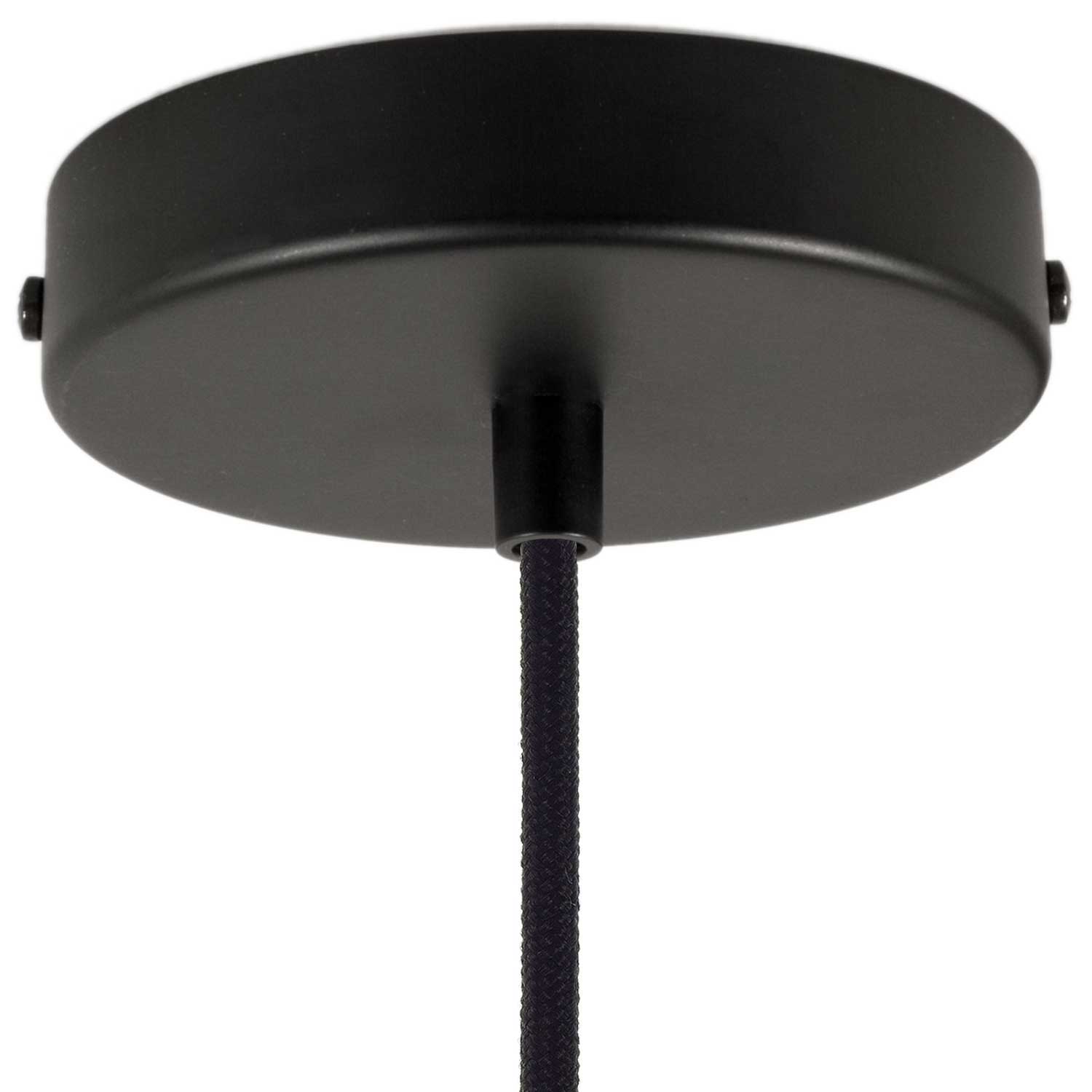 Lampada a sospensione completa di cavo tessile, paralume Duedì Apex e finiture in metallo - Nero