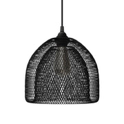Lampada a sospensione completa di cavo tessile, paralume gabbia Ghostbell XL e finiture in metallo - Nero