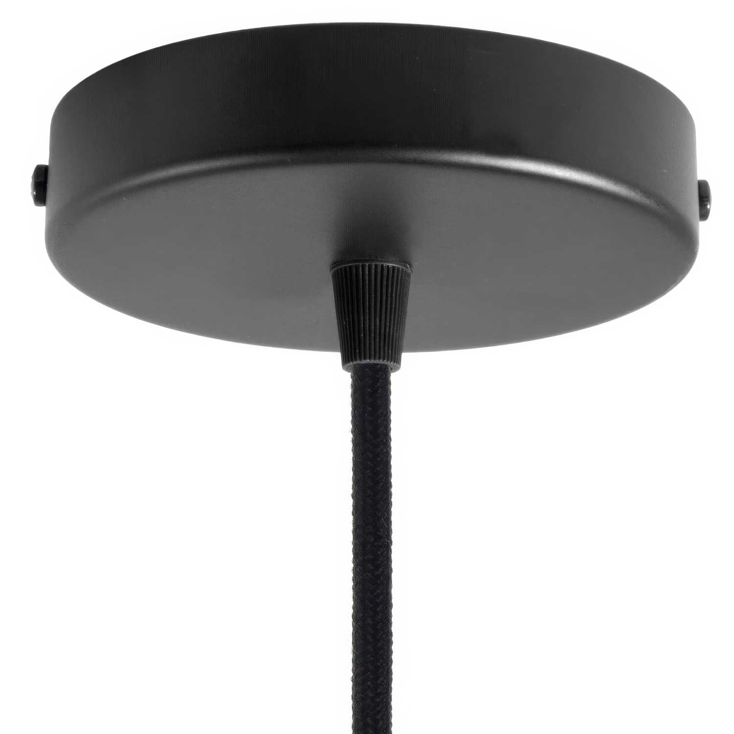 Lampada a sospensione completa di cavo tessile, paralume gabbia Ghostbell XL e finiture in metallo - Nero
