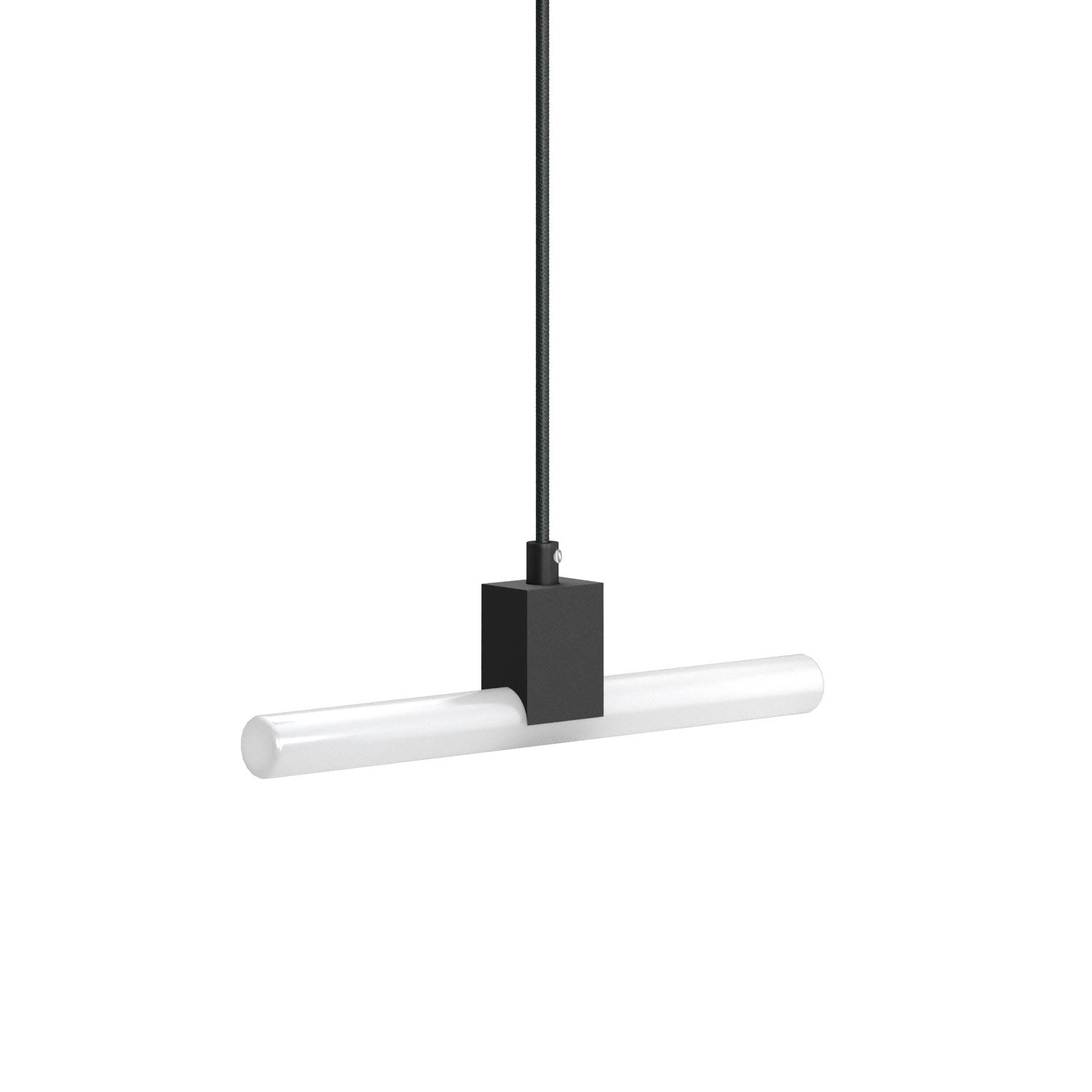 Lampada a sospensione completa di cavo tessile, portalampada S14d Syntax® e finiture in metallo - Nero