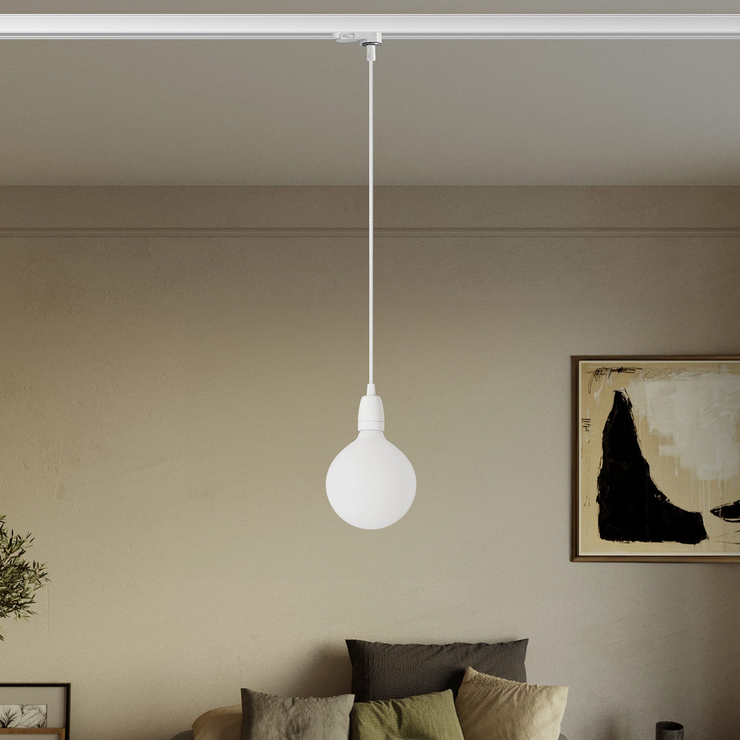Lampada a sospensione per binari con finiture in porcellana colorata - Bianco